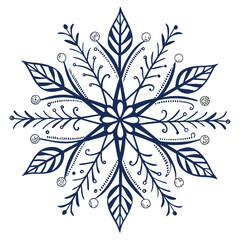 Fototapeta premium Elegant symmetrical floral snowflake isolated on a clean background, for sophisticated winter decor.