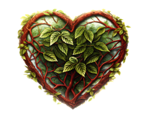 heart in nature isolated on white background PNG, AI GENERATED