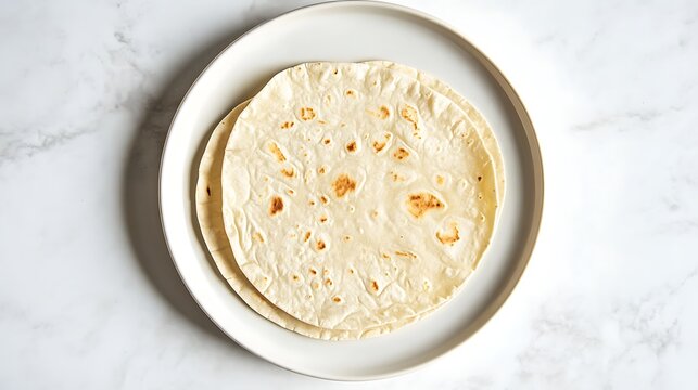 Stack of Freshly Made Tortillas on a White Plate