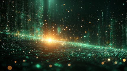 Quantum Computing Visualization Green Matrix