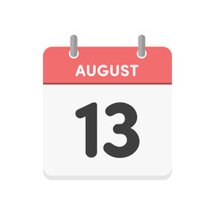 8月13日･August 13の日めくりカレンダーのアイコン - 8/13の日付入りの暦の素材