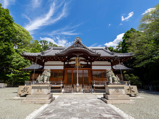 Obraz premium 夏の青空と神社の景色