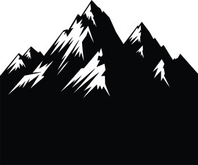 Fototapeta premium Mountain silhouette vector illustration on white background.