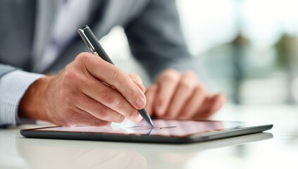 Businessman using tablet