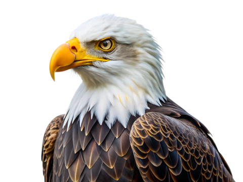 bald eagle isolated on white background PNG, AI GENERATED