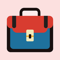 Flat Design Icon of an Office Bag Briefcase or Business Bag