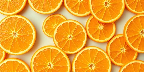 Fototapeta premium Vibrant orange slices, juicy segments create a bright repeating pattern, background, nature