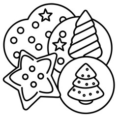 Holiday Cookie Treats Minimalist Line Art