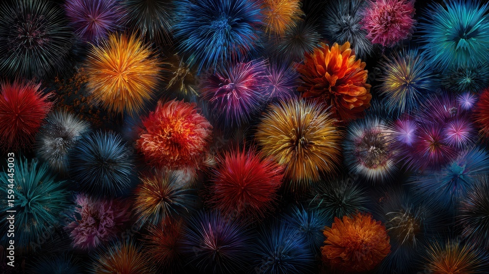 Poster this stunning image showcases a diverse array of colorful, abstract floral designs, combining vivid 