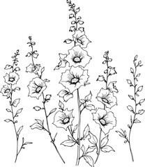 foxglove line art nature captured in clean thin elegant strokes © Ramjan