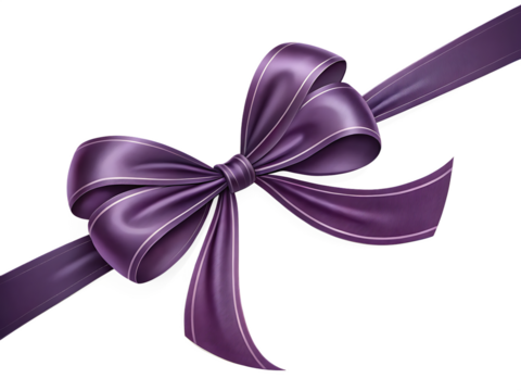 Realistic decorative shiny satin purple ribbon bow, isolated on white background - Powered by Adobe