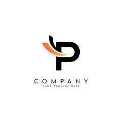 Modern P Letter Logo with Swoosh Symbol Minimal Vector Design.