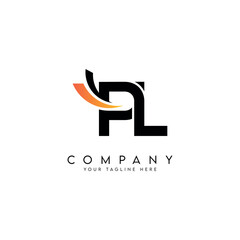 Modern PL Letter Logo with Swoosh Symbol Minimal Vector Design.