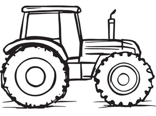 Obraz premium Hand-drawn sketch of tractor line art invited vintage style rural calm