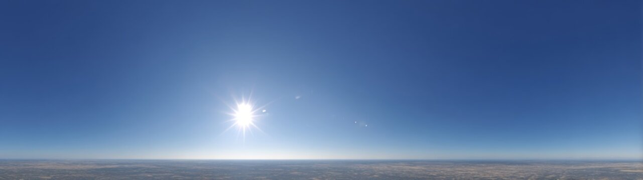 Aerial panorama of clear skies 360 degrees hdr viewpoint over ocean landscape