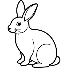 Simple line art of a sitting rabbit with prominent whiskers