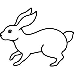 Line art of a rabbit hopping with fur texture detail