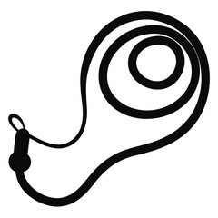 Simple silhouette of a coiled dog leash on a white background