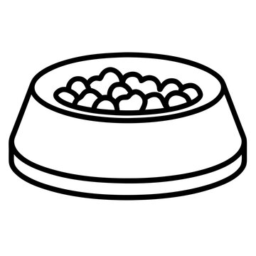 Naklejki Simple line art of a pet bowl filled with kibble
