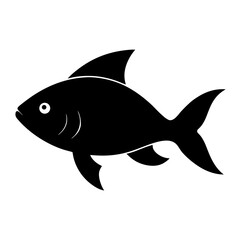 Simple silhouette of a fish swimming on a white background