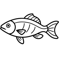 Detailed line art of a fish with intricate scales swimming