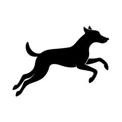 Dynamic silhouette of a dog leaping with energy