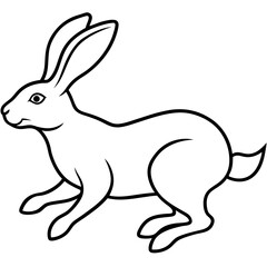 Obraz premium Line art of a rabbit hopping with ears up and alert