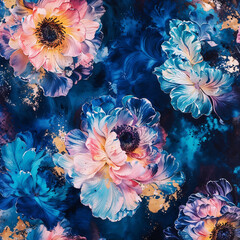 botanical allover design for dizital printing wih high quality