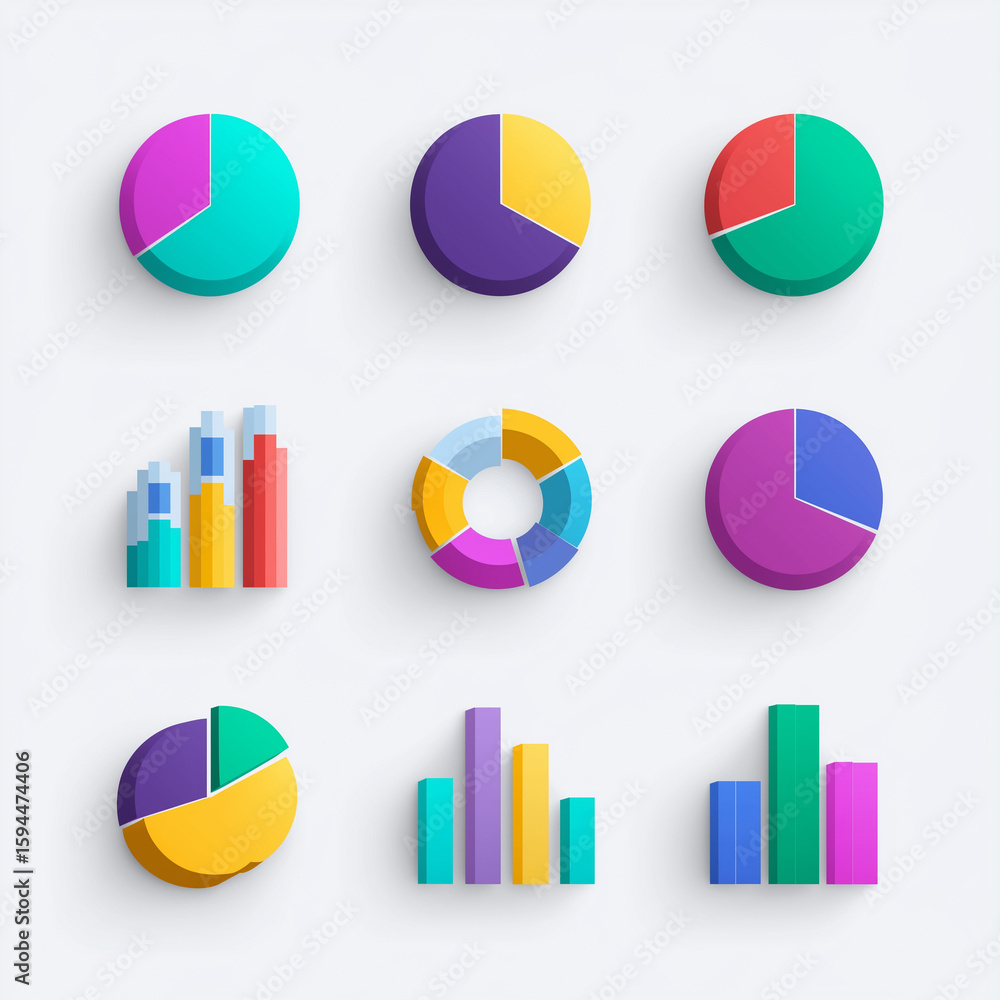 Poster infographic design displaying market share with pie charts, bar graphs, and clear comparative analys