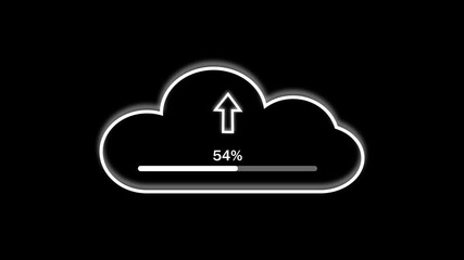 Modern minimalist seamless looping animation for cloud upload and data transfer interface. Cloud upload progress animation data transfer technology interface digital progress bar loop. - Powered by Adobe
