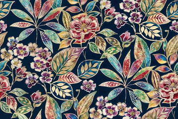 botanical allover design for dizital printing wih high quality