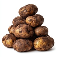 Pile of fresh potatoes isolated on white background