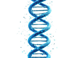 Abstract Blue DNA Double Helix Structure with Luminous Particles on Black Background
