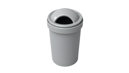Dustbin with lid and smooth surface, high-resolution 3D PNG cutout.
