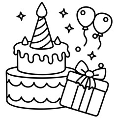 Minimalist Birthday Icons Pack Line Art Style