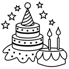 Minimalist Birthday Icons Pack Line Art Style