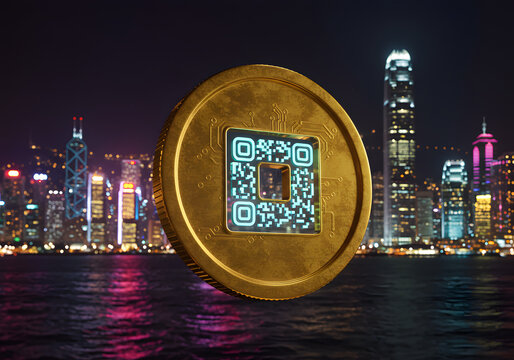 Digital Currency QR Code in Night City