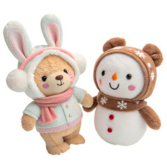 Winter Wonderland Companions A Plush Bunny and Snowman Duo