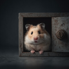 Fototapeta premium Hamster on a Safe — Money Protection Concept