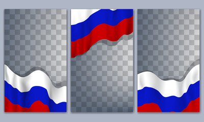 Flag of Russian Federation, 3d realistic render on a transparent background. The flag twists in the wind, realistic shadows and light. Officially sign of the Russia.