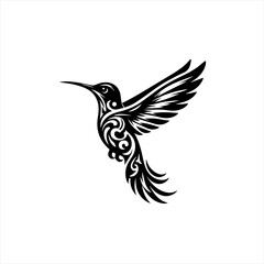Obraz premium Stylized Black Hummingbird with Ornate Wings.