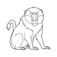 Fototapeta premium Outlined illustration of a baboon