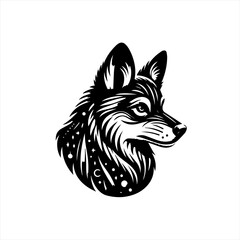 Obraz premium Stylized Black Wolf Head with Celestial Elements.