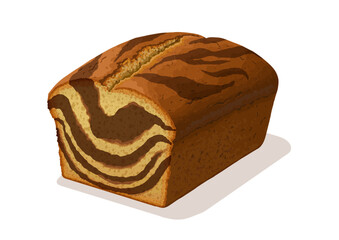 Vector Illustration of Marble Cake Slice with Chocolate and Vanilla Swirl for Dessert Menu and Bakery Design