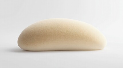 Beige Cleaning Sponge with Smooth Texture on White Background