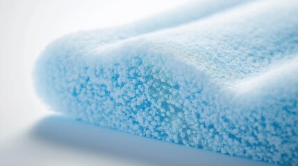 Light Blue Soft Sponge with Curved Edge and Gentle Texture on White Background