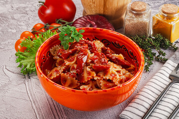 Italian pasta with dry tomato
