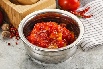 Homemade Lecho with tomato and paprika