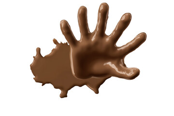 Obraz premium Chocolate splash in handprint shape 