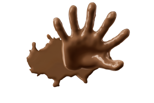 Chocolate splash in handprint shape
